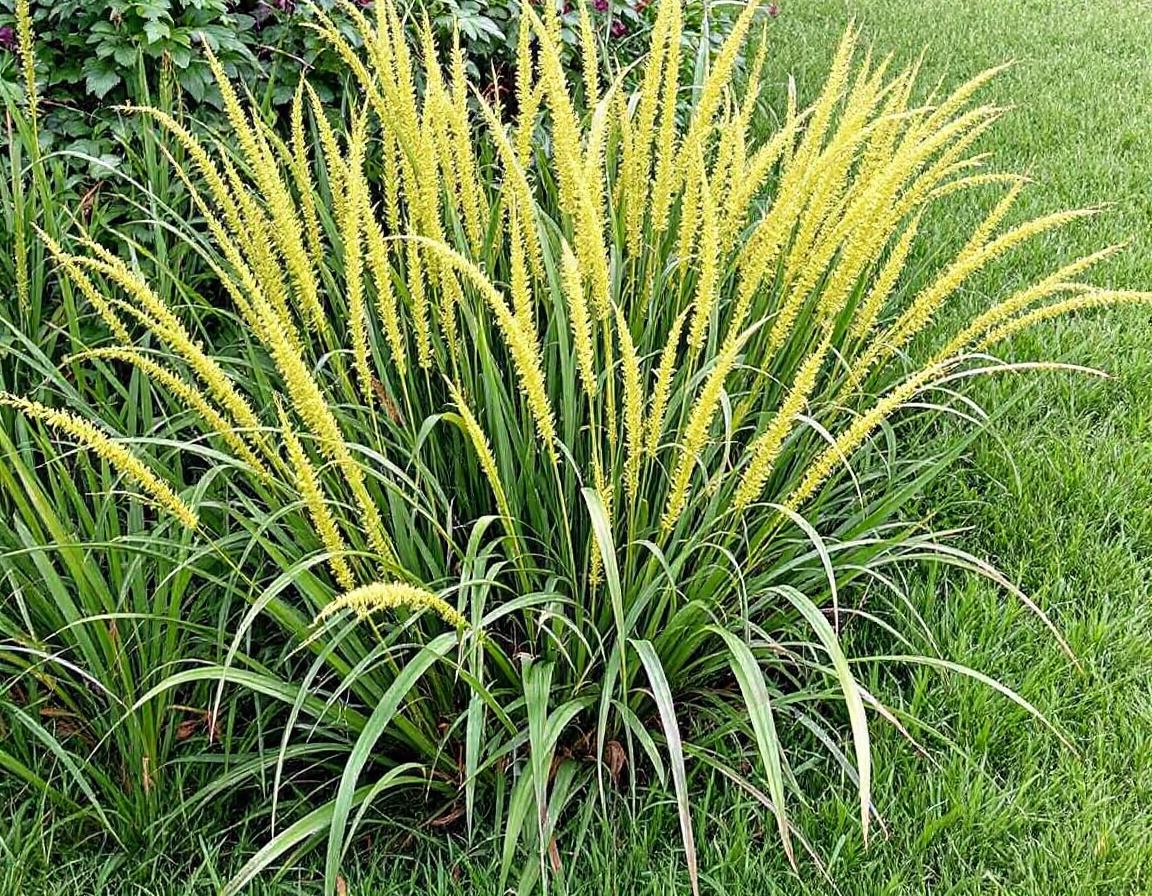Yellow nutsedge plant showing upright growth habit taller than surrounding lawn grass
