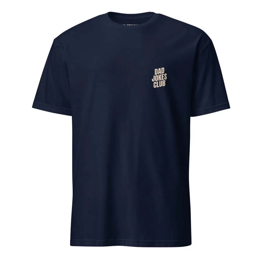 The Dad Jokes Club Pinch Hitter navy baseball tee, front view