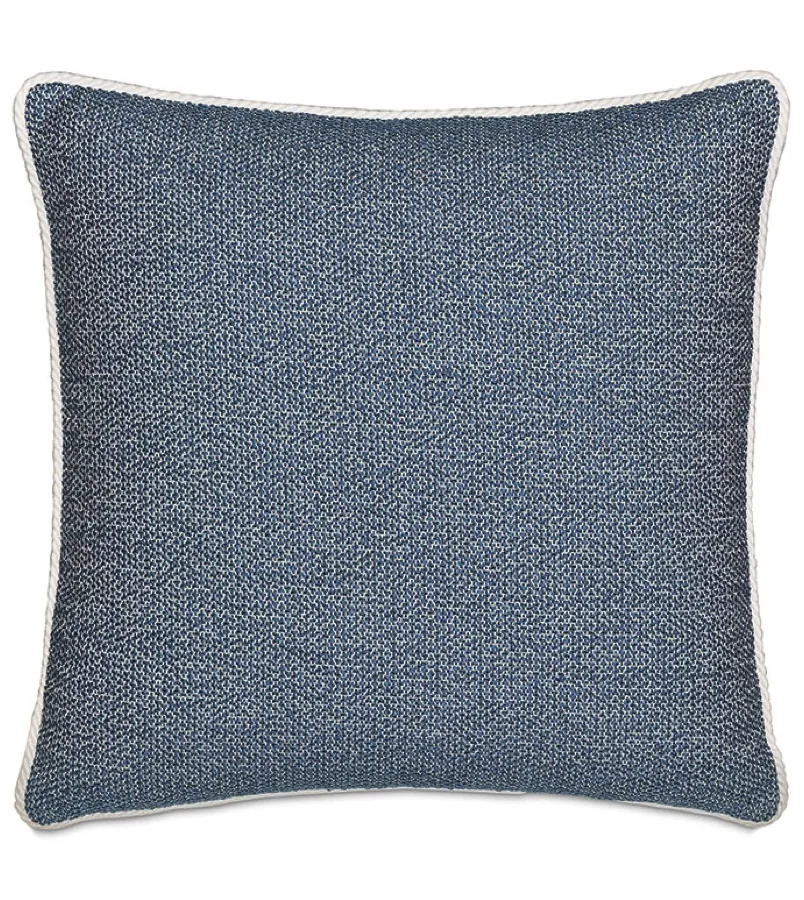 Eastern Accents Downwind woven decorative pillow in denim blue with rope cording, 22 by 22 inches