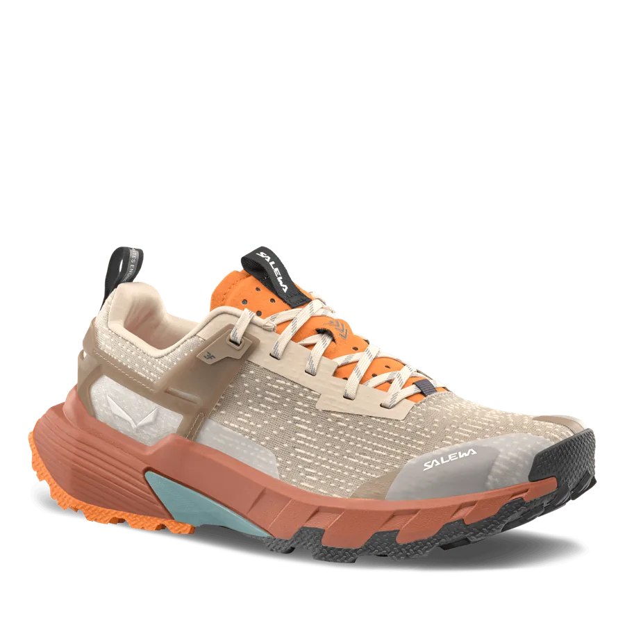 Salewa Pedroc 2 men's speed-hiking shoe in Oatmeal and Bombay Brown, side profile