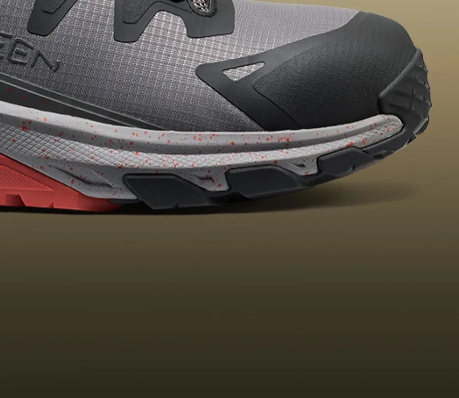 KEEN Utility Men's Targhee Blur low-cut work shoe in Steel Grey and Black, side profile