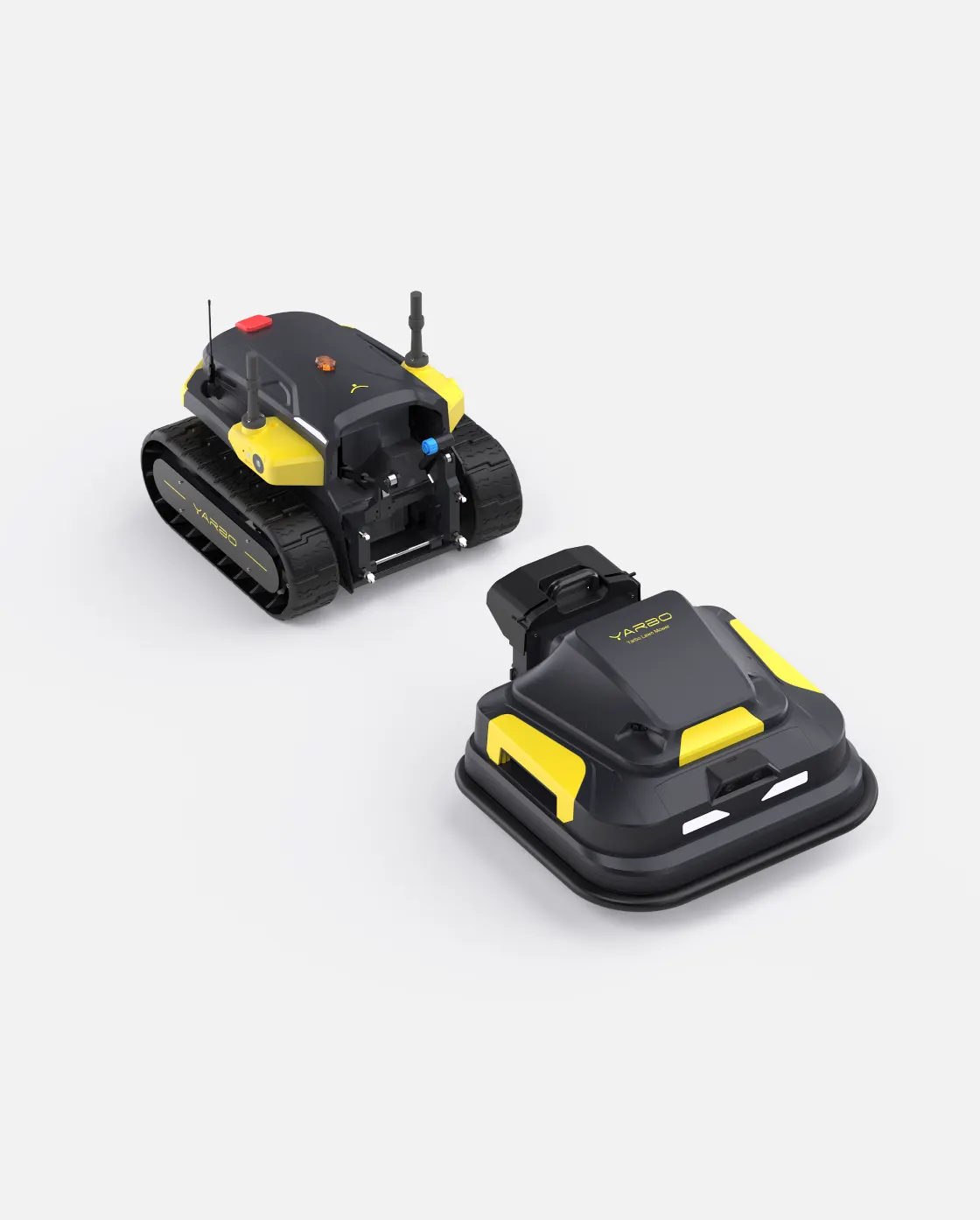 Yarbo Lawn Mower demonstrating multi-terrain rubber tracks