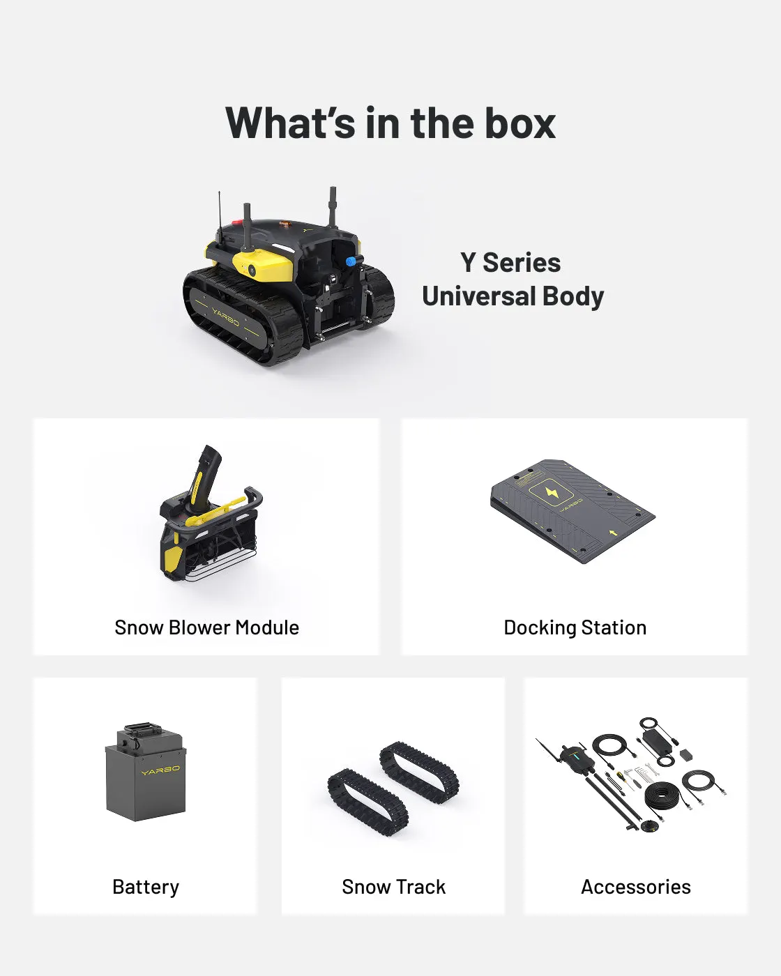 Yarbo Snow Blower box contents and accessories