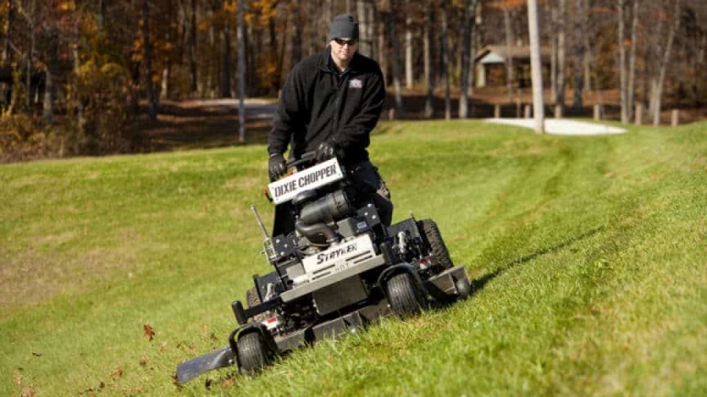 mower on a hill