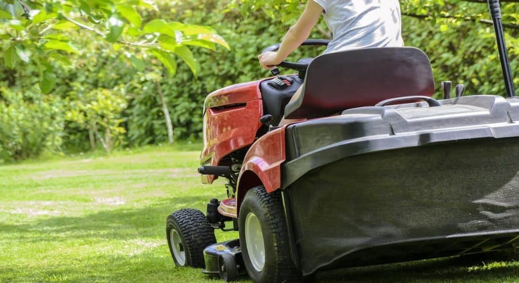 riding mower on a hill